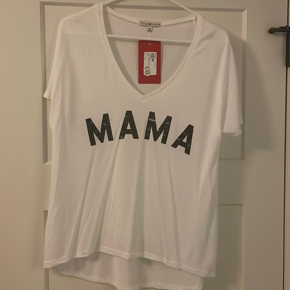 White V neck Mama Shirt